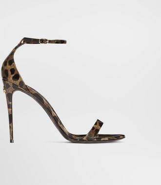 Dolce & Gabbana Leo-print Calfskin Sandals - Woman Sandals And Wedges Animal Print Leather 36.5