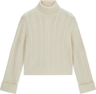Guess Ls Mn Washed Chunky Pullover - Dames - Coltruien - Wit - M - Katoen - Truien & Vesten
