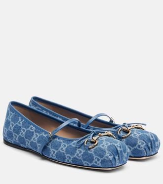 Gucci Gucci Horsebit GG denim ballet flats