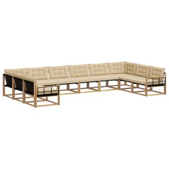 vidaXL Conjunto De Sof&aacute;s De Exterior Con Coj&iacute;n 10 Pcs Y Beige Vidaxl