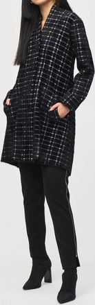 Joseph Ribkoff Bohemian Windowpane Blend Coat In Black/white