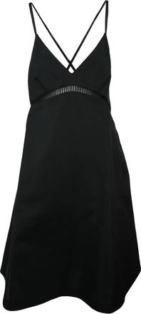 sacai Black Crossover Cutout Silk-Blend Mini Dress
