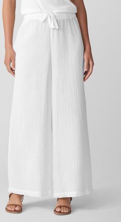 Eileen Fisher Wide Leg Organic Cotton Ankle Pants in White at Nordstrom, Size Small