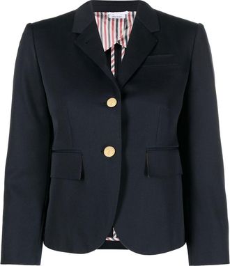 Thom Browne single-breasted blazer - women - Cupro/Wool - 40 - Blue