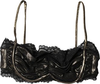 Dolce & Gabbana Womens Black Silk Underwired Balconnet Bra Underwear Clothing
