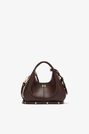 Ganni Brown Mini Hobo Bag Studs in