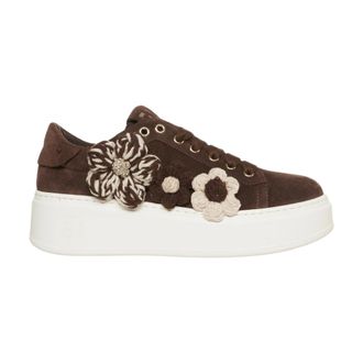 Gio+ Schoenen, Dames, Bruin, 38 EU, Su&egrave;de, Pia 446A Flowers Sneaker