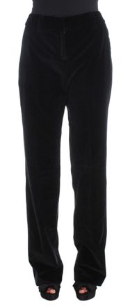Ermanno Scervino Black Velvet Cotton Straight Legs Womens Pants