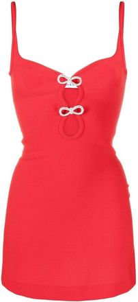 Mach & Mach bow-embellished mini dress - women - Wool - 34 - Red