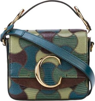 Chlo&eacute; Green Lizard Embossed C Bag Size S