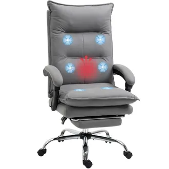 Vinsetto Silla De Oficina Con Funci&oacute;n De Masaje, Funci&oacute;n De Calefacci&oacute;n, Mando A Distancia, Reposapi&eacute;s Extensible, Reclinable, Color Gris