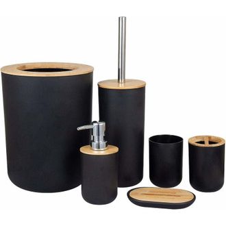OEM Juego De Accesorios De Ba&ntilde;o Ecol&oacute;gicos De 6 Piezas (negro)