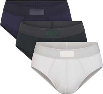 SKIMS 3-Pack Cotton & Modal Blend Briefs in Blue Black Multi at Nordstrom, Size X-Large
