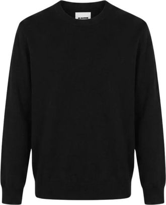 Jil Sander Trui met ronde hals - Dames - Ronde hals truien - Zwart - XL - Wol - Truien & Vesten