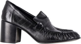 The Row Pleated Loafer Pumps in Black Leather