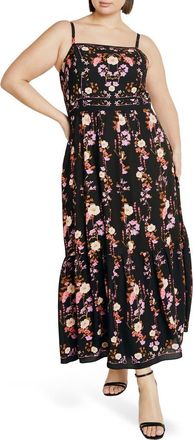City Chic Molly Midi Sundress in Bouquet at Nordstrom Rack, Size Xs/14W