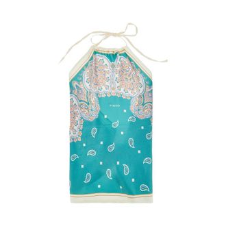 Pinko Printed twill scarf top Woman One Size