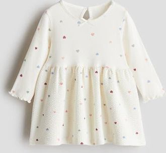 H&M Ribbed Cotton Dress in Cream/hearts at Nordstrom, Size 18M