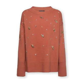 Elena Miro Truien & Vesten, Dames, Roze, 2Xl, Wol, Pure Wool Crew Neck Sweater
