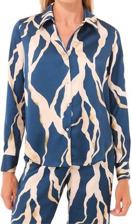 Misa Celine Satin Top In Vertical Abstract