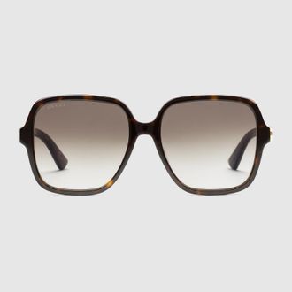 Gucci Rectangular Frame Sunglasses, Brown