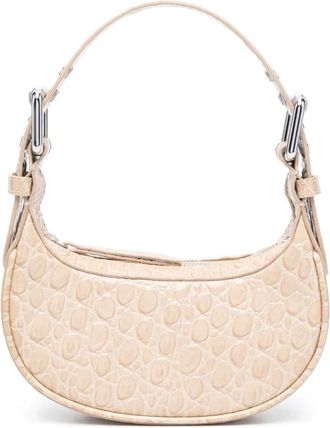 by FAR Krokodilreli&euml;f Mini Soho Schoudertas - Dames - Handtassen - Beige - ONE Size - Leer - Tassen