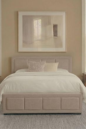 Home Discount Vida Designs Vanita Single Ottoman Storage Bed & Spring Mattress in Beige | Size: Single