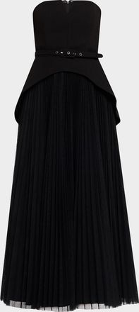 Hutch Lilibet Strapless Pleated Tulle & Gabardine Gown