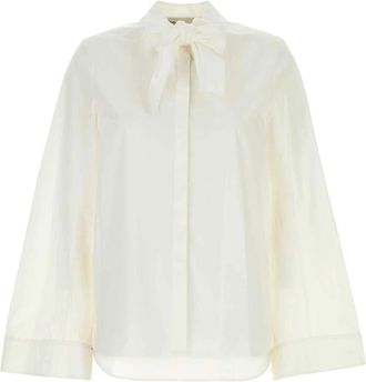 Tory Burch Katoenen Poplin Shirt - Dames - Overhemden - Wit - XS - Katoen - Overhemden