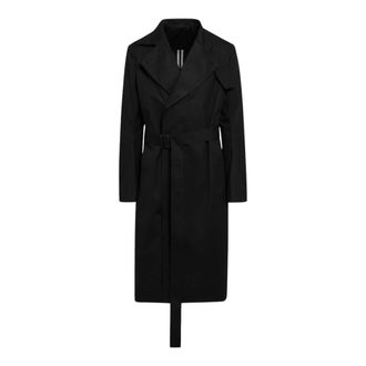 Rick Owens Belted Coats, male, Black, Size: 2XL Mastodon Trench