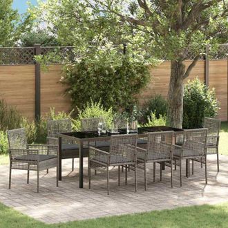 vidaXL Conjunto De Comedor De Jard&iacute;n 9 Pcs Gris Rat&aacute;n Sint&eacute;tico Vidaxl