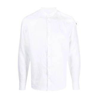low brand Kraagloze Linnen Blouse - Heren - Zakelijke Overhemden - Wit - 2XL - Linnen - Overhemden