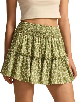 Generic Womens High Waisted Floral Print Mini Skirt with Boho Ruffle Design for Ladies Disco Sequin Skirt - Asymmetrical Midi Skirt Sparkly Layered High Waist
