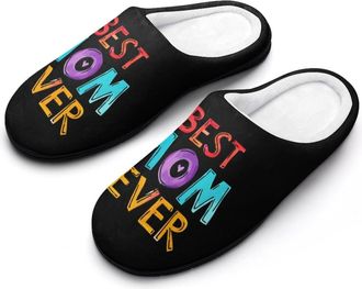 Generic Best Mom Ever Funny Mens Cotton Slippers Soft Non-Slip Rubber Sole House Slipper Indoor Outdoor