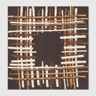 Gucci Printed Silk Twill Carr&eacute;, Brown, Silk