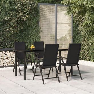 vidaXL Vidaxl - Juego De Comedor De Jard&iacute;n 5 Piezas Rat&aacute;n Sint&eacute;tico Negro