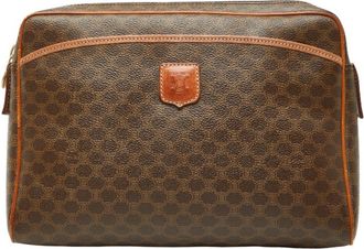 Celine Macadam Brown Pvc Leather Clutch Bag (Pre-Owned)