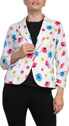 Peace of Cloth Notched Lapel Collar Cropped Fit Blazer In Poppies