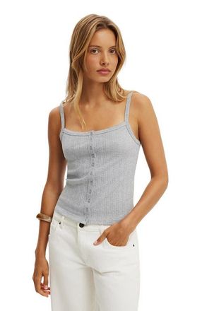 Cotton On Womens Henley Tank in Grey Marle at Nordstrom, Size Xx-Small