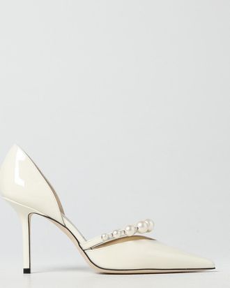 Jimmy Choo London Aurelie pumps in patent leather with asymmetric pearls