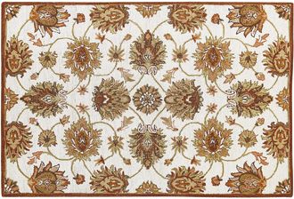 Beliani Alfombra De Lana Beige Claro/marr&oacute;n/verde Oliva 140 X 200 Cm Pelo Largo Ezine