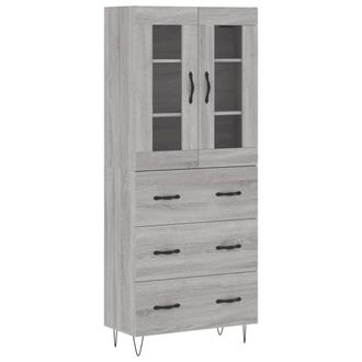 vidaXL Aparador Alto Madera Contrachapada Gris Sonoma 69,5x34x180 Cm Vidaxl