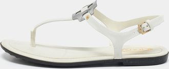 Tod's Tods White Leather Thong Slingback Flat Sandals