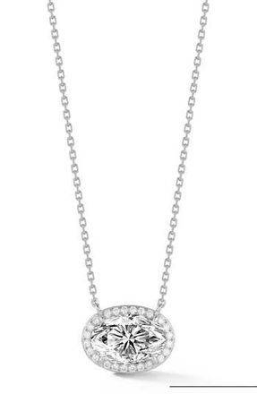 Glaze Jewelry Oval Moissanite Halo Pendant Necklace in Silver at Nordstrom Rack