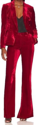 L'agence Lane Velvet Flare Pants In Red Dahlia