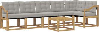 vidaXL Conjunto De Sof&aacute;s De Exterior 7 Uds. Blanco Y Gris Claro Vidaxl