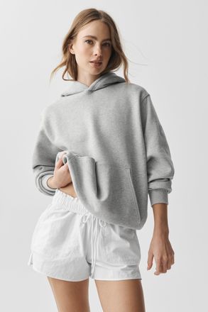 Alo | Renown Heavy Weight Hoodie in Athletic Heather Grey, Size: Medium