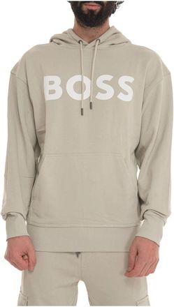 HUGO BOSS Webasichood Sweatshirt - Heren - Hoodies - Beige - S - Katoen - Hoodies & sweatvesten