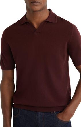 Reiss Duchie Short Sleeve Wool Polo Sweater in Port Red at Nordstrom, Size Xx-Large