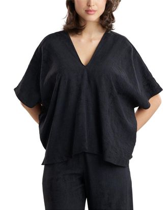 Natori Terra Foil Crinkle Caftan Top